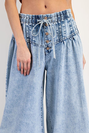 ee:some Women's Jeans Mineral Washed Pleated Wide Leg Pants || David's Clothing