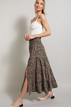 ee:some Women's Skirts Smocked Flare Slit Midi Skirt || David's Clothing