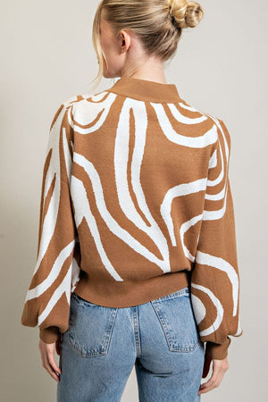 ee:some Women's Sweaters Mock Neck Printed Sweater || David's Clothing