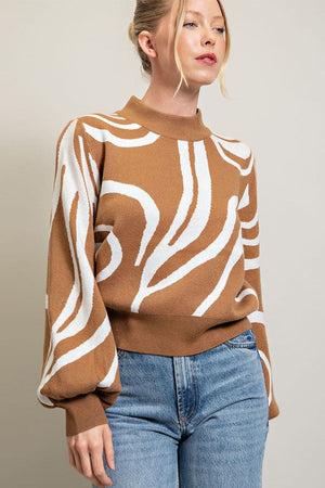 ee:some Women's Sweaters Mock Neck Printed Sweater || David's Clothing