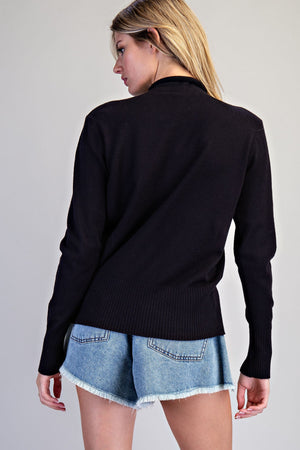 ee:some Women's Top Rolled Mock Neck Knit Sweater