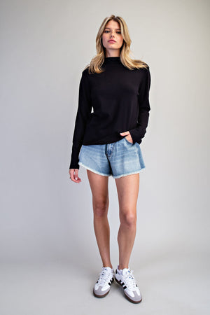 ee:some Women's Top Rolled Mock Neck Knit Sweater