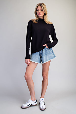 ee:some Women's Top Rolled Mock Neck Knit Sweater