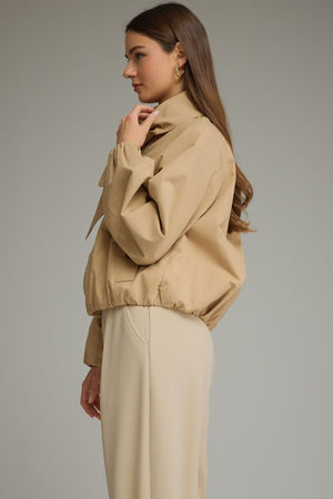 ENTRO INC Women Jackets Solid Long Sleeve Cropped Jacket