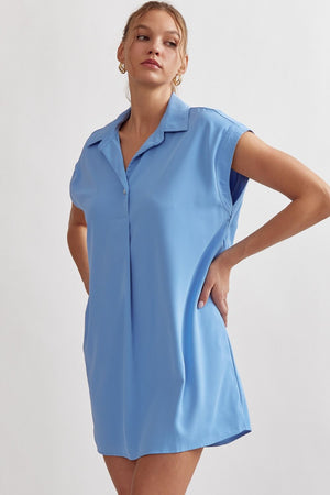 ENTRO INC Women's Dresses Collared Short Sleeve Mini Dress || David's Clothing