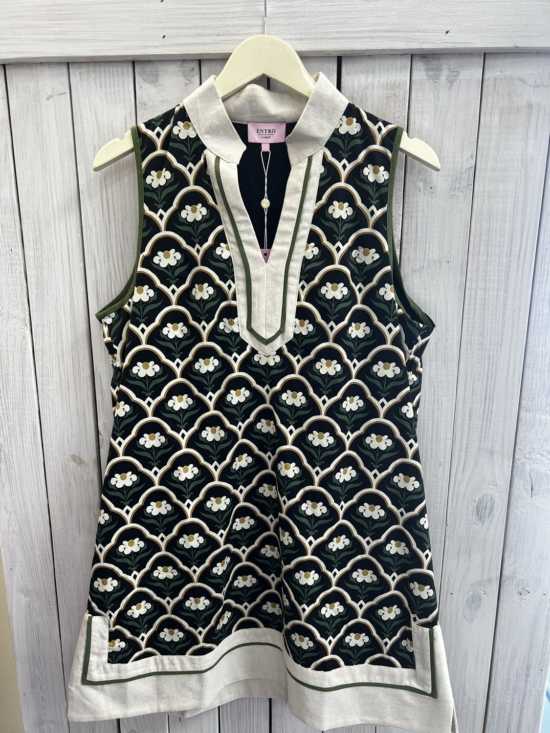 ENTRO INC Women's Dresses Floral Scallop Motif Print Sleeveless Mini Dress