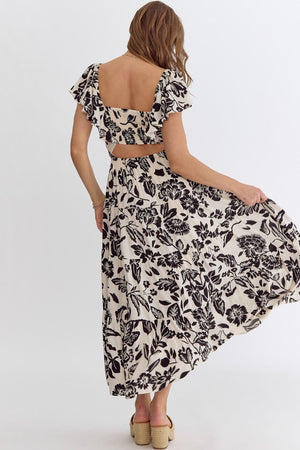 ENTRO INC Women's Dresses Floral Sleeveless Sweetheart Midi Dress || David's Clothing