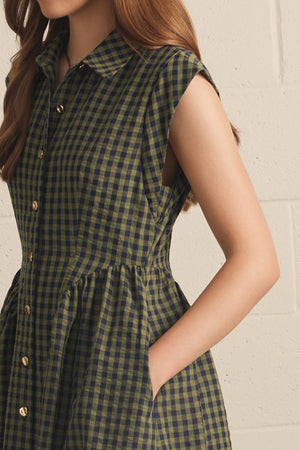 ENTRO INC Women's Dresses Gingham Sleeveless Midi Dress