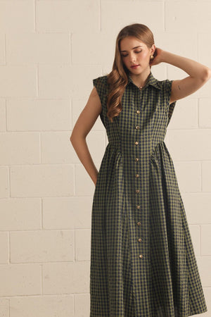 ENTRO INC Women's Dresses Gingham Sleeveless Midi Dress