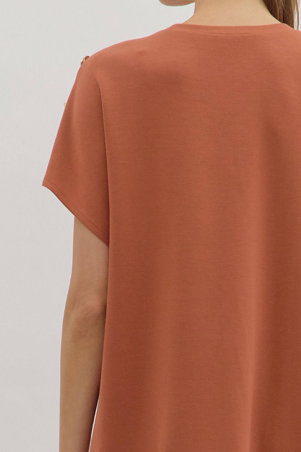 ENTRO INC Women's Dresses Gold Button Short Sleeve Mini Dress || David's Clothing