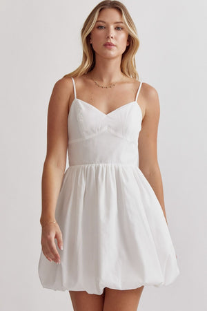 ENTRO INC Women's Dresses OFFWHITE / S Bubble Hem Spaghetti Strap Mini Dress || David's Clothing D22244