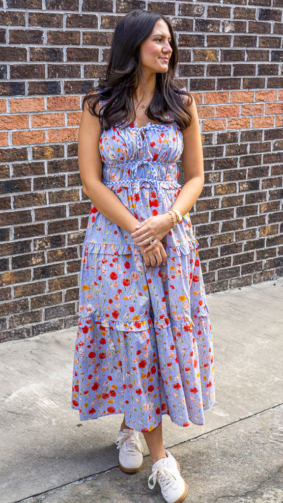 midi ruched dresses for women Ruched Detail Floral Midi Dress