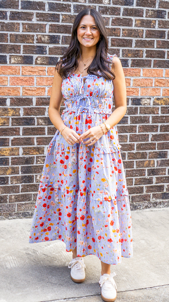 inc midi dress Ruched Detail Floral Midi Dress
