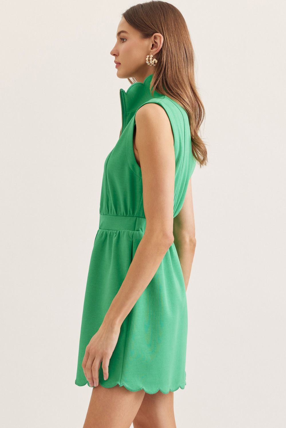 ENTRO INC Women's Dresses Scallop Hem Sleeveless Mini Dress