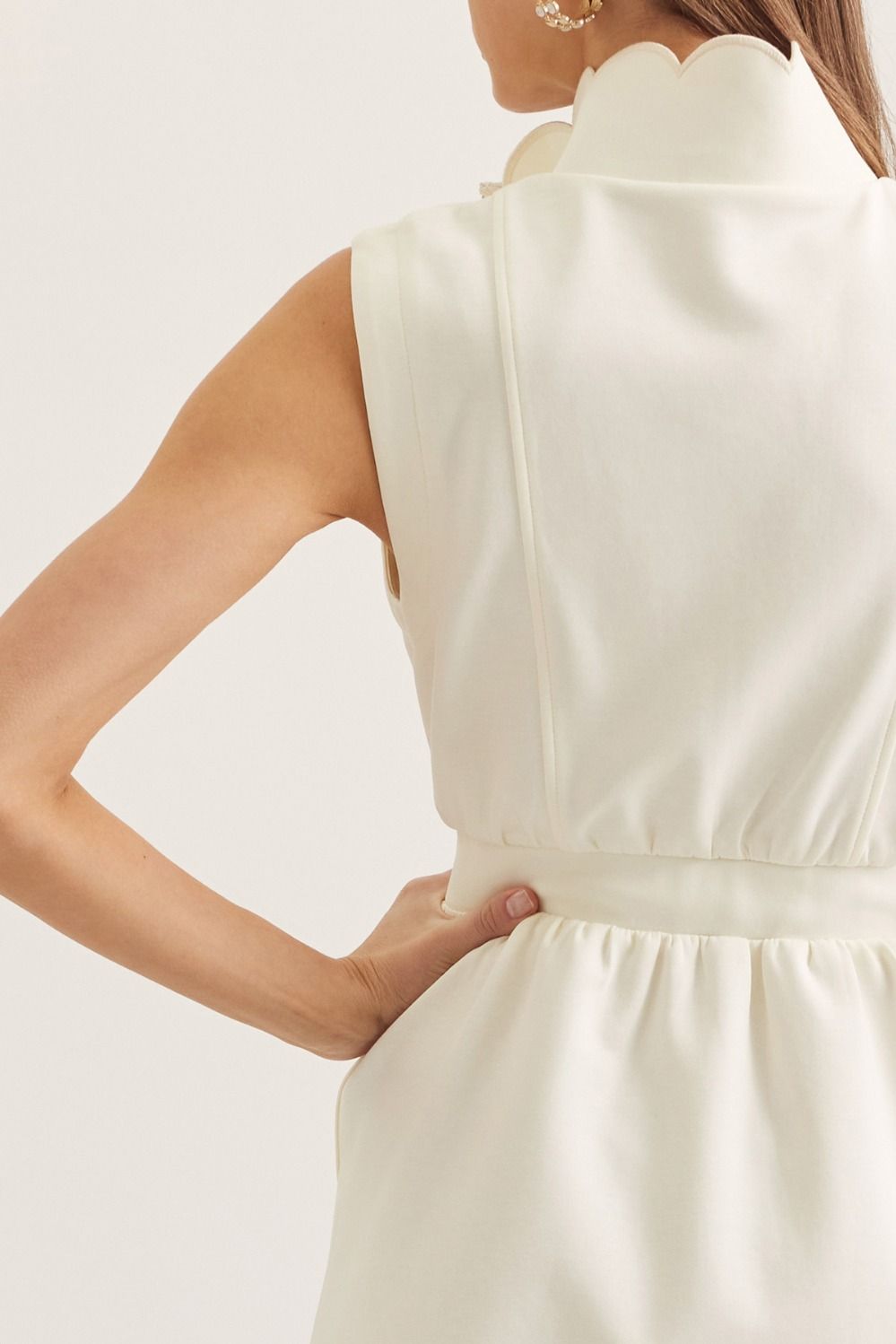 ENTRO INC Women's Dresses Scallop Hem Sleeveless Mini Dress