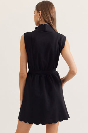 ENTRO INC Women's Dresses Scallop Hem Sleeveless Mini Dress