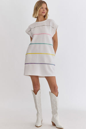ENTRO INC Women's Dresses Sequin Stripe Mini Dress || David's Clothing