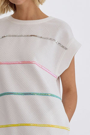 ENTRO INC Women's Dresses Sequin Stripe Mini Dress || David's Clothing
