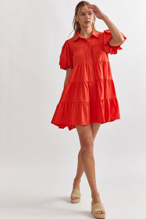 ENTRO INC Women's Dresses Short Sleeve Button Up Dress || David's Clothing