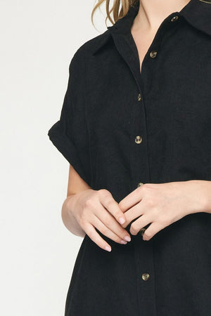 ENTRO INC Women's Dresses Solid Corduroy Button Down Dress || David's Clothing
