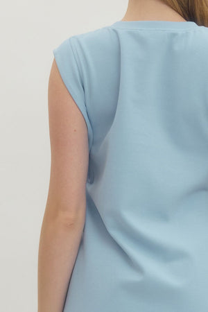 ENTRO INC Women's Dresses Solid Sleeveless Mini Dress with Should Pad Detail