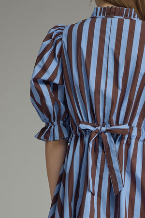 ENTRO INC Women's Dresses Striped 3/4 Puff Sleeve Mini Dress