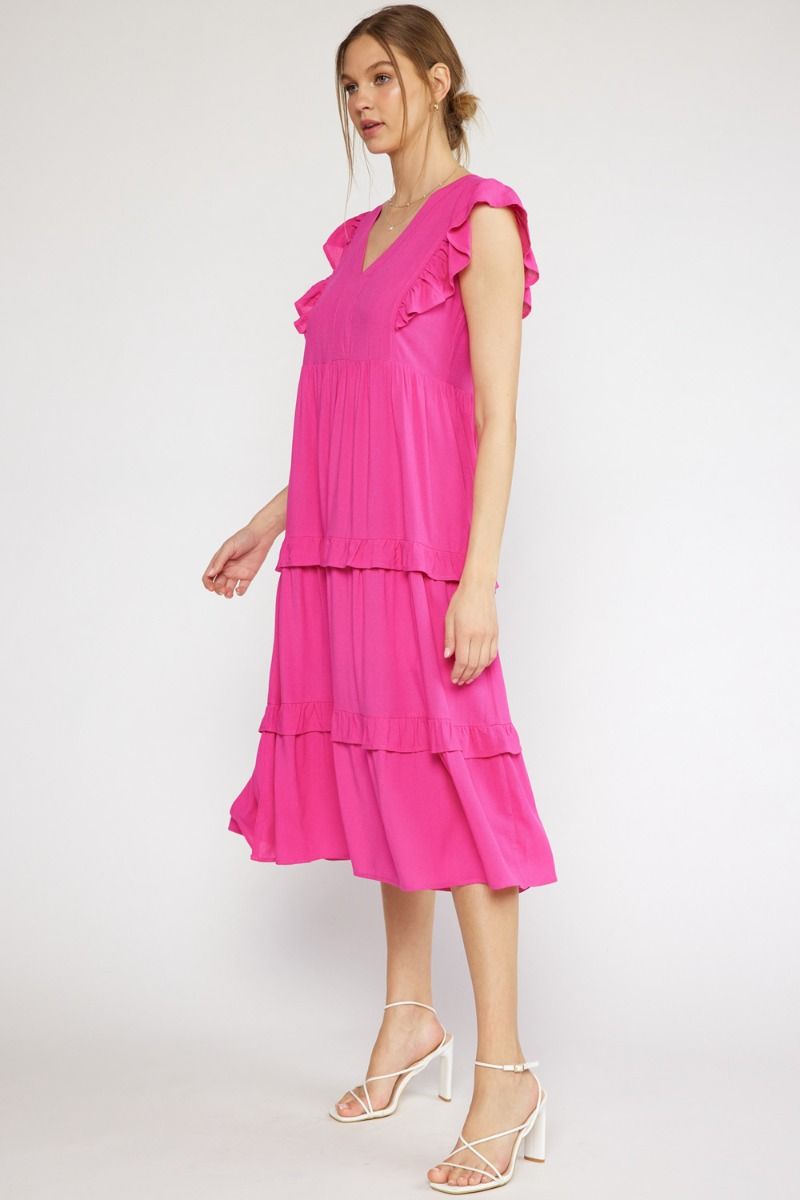 Long sleeve ruffled dress (blush) – Paradigm the brand
