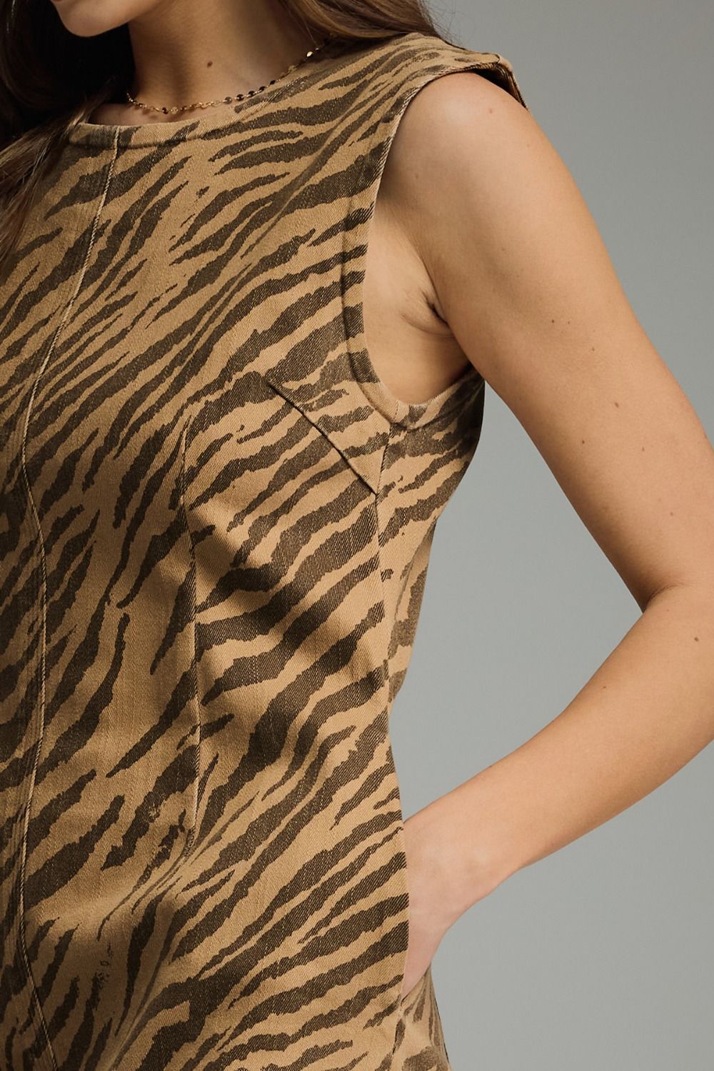 ENTRO INC Women's Dresses Zebra Print Sleeveless Mini Dress