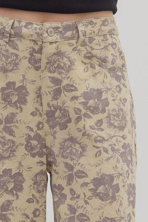 ENTRO INC Women's Pants Floral Print Ankle-Length Pants