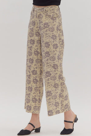 ENTRO INC Women's Pants Floral Print Ankle-Length Pants