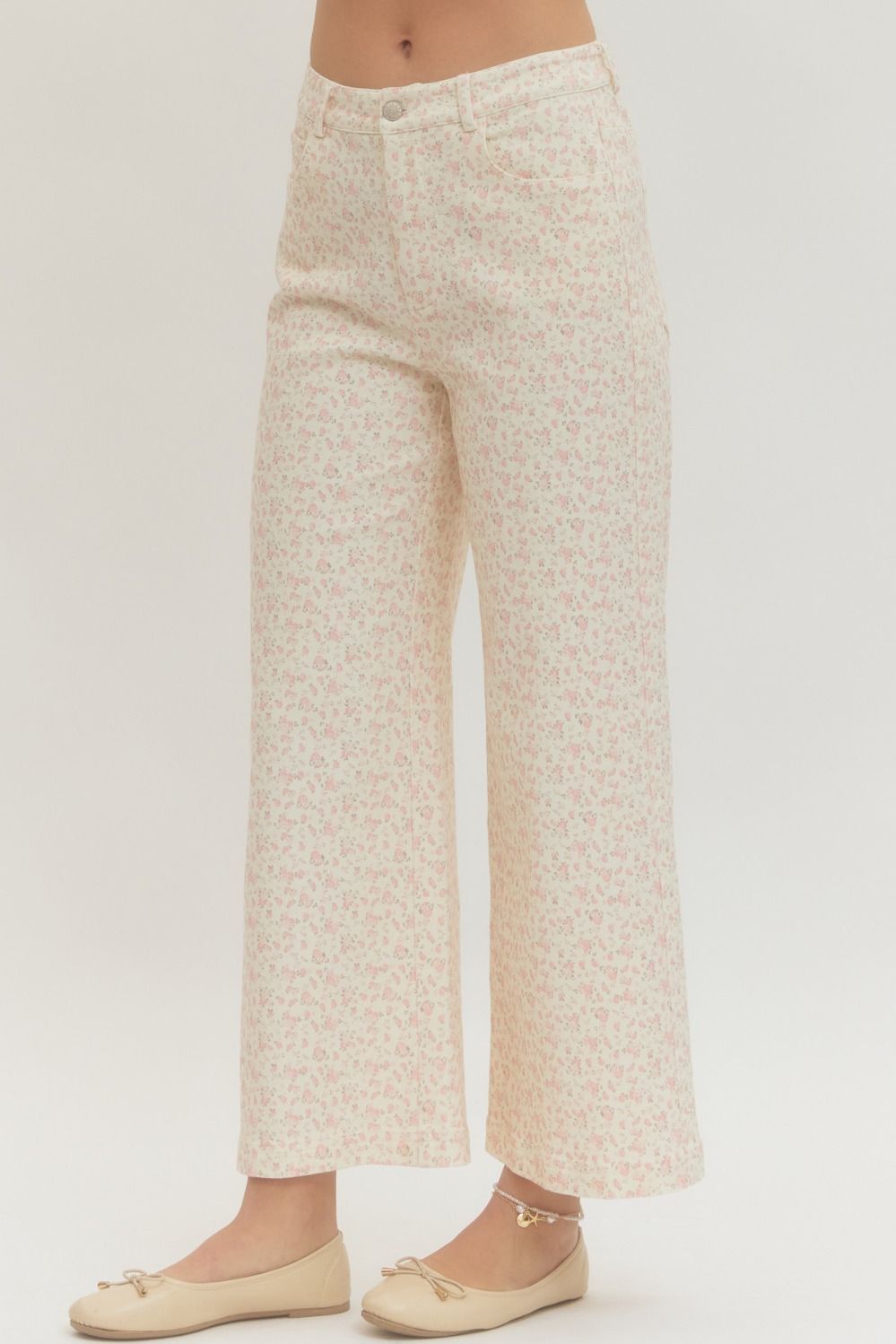 ENTRO INC Women's Pants Floral Print Full-Length Pants