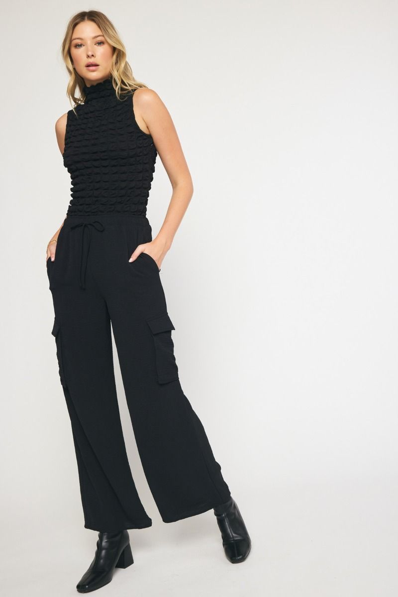 ENTRO INC Women's Pants High Waisted Utility Wide Leg Pants || David's Clothing