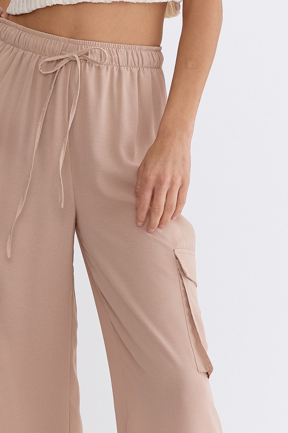 ENTRO INC Women's Pants High Waisted Utility Wide Leg Pants || David's Clothing