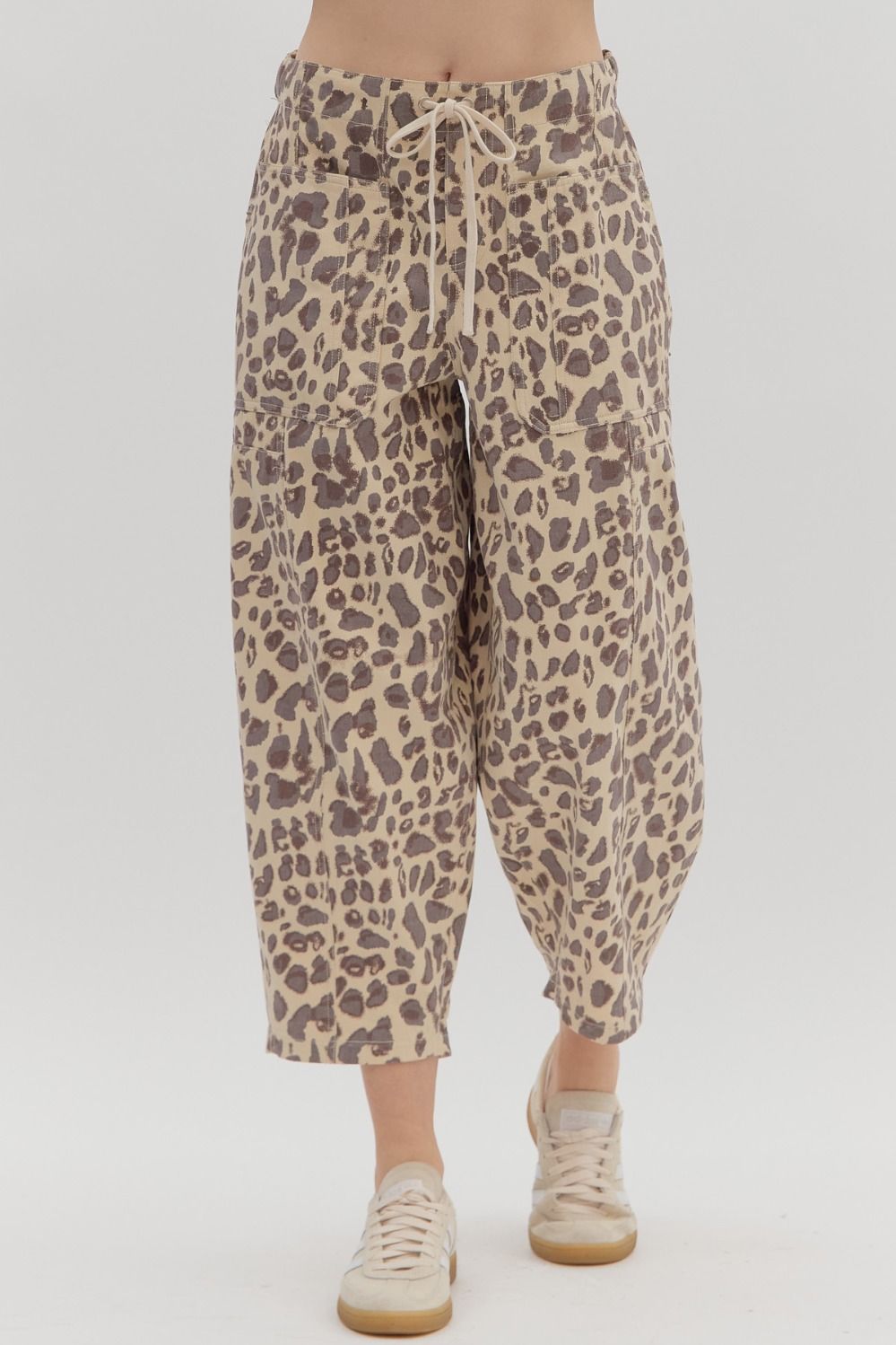 Leopard Print Pull-on Balloon Pants || David's Clothing