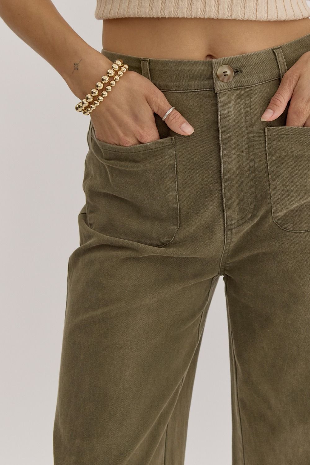 ENTRO INC Women's Pants Solid High Waisted Wide Leg Pants || David's Clothing