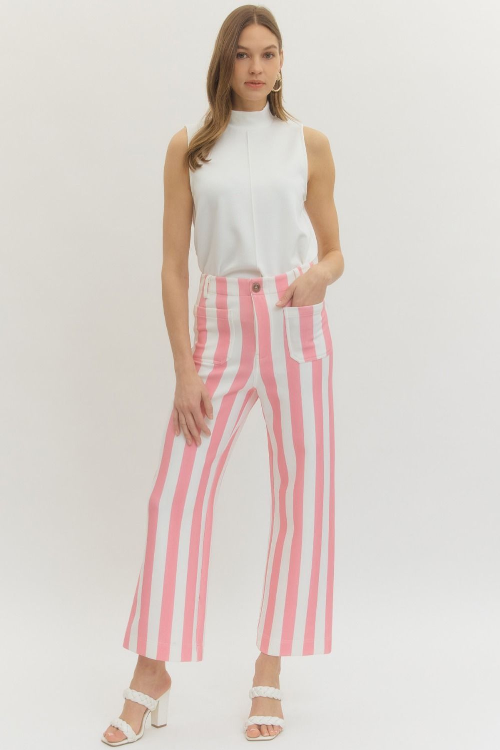 ENTRO INC Women's Pants Striped Flare Pants