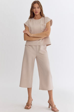 ENTRO INC Women's Pants Textured High-Waisted Wide-Leg Pants || David's Clothing