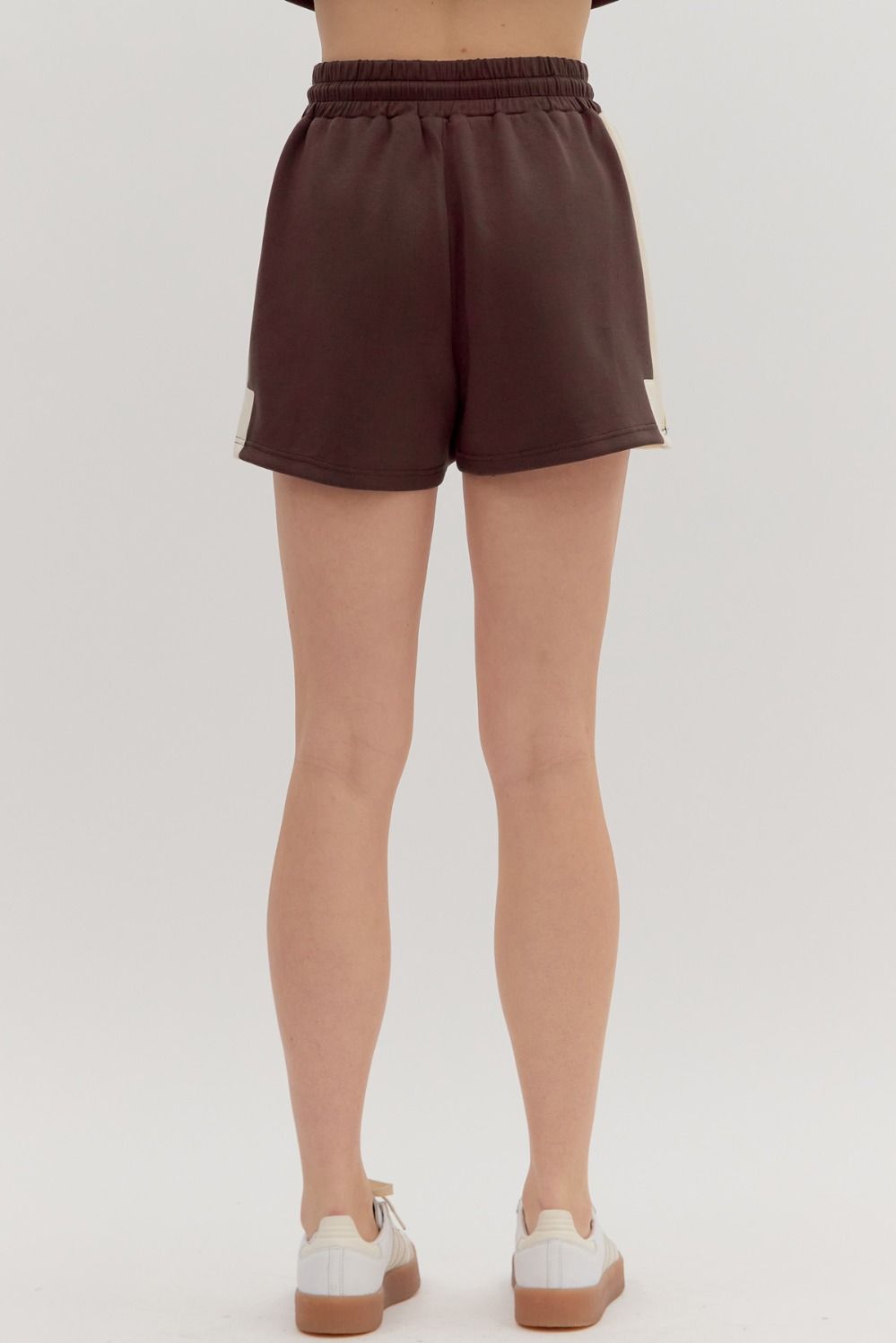 ENTRO INC Women's Shorts Solid Contrast Accent Pintuck Pull-On Shorts