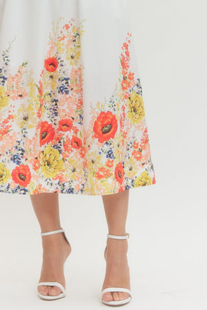 ENTRO INC Women's Skirts Floral Print Midi Skirt