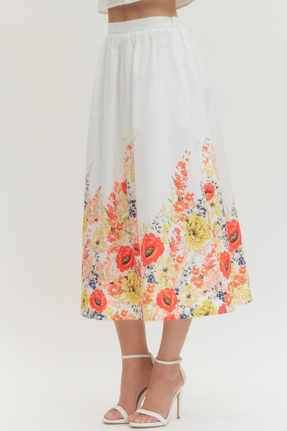 ENTRO INC Women's Skirts Floral Print Midi Skirt