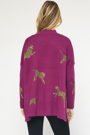 ENTRO INC Women's Sweaters Cheetah Print Knit Sweater || David's Clothing