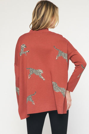 ENTRO INC Women's Sweaters Cheetah Print Knit Sweater || David's Clothing
