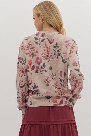 ENTRO INC Women's Sweaters Floral Print Long Sleeve Sweater Top || David's Clothing