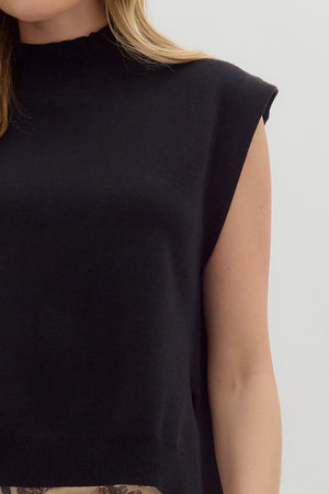 ENTRO INC Women's Sweaters Knit Mock Neck Muscle Tee Sweater Top