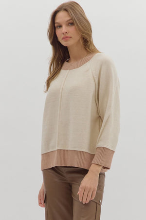 ENTRO INC Women's Sweaters Solid sweater knit long sleeve pullover top