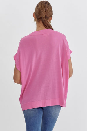 ENTRO INC Women's Top Solid Dolman Sleeve Top || David's Clothing