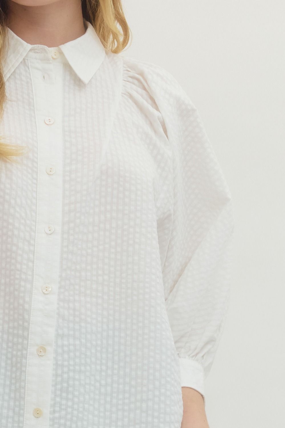 ENTRO INC Women's Top Solid textured 3/4 sleeve top