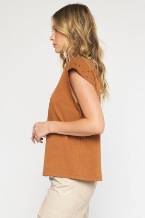 ENTRO INC Women's Top Stud Sleeved Top || David's Clothing