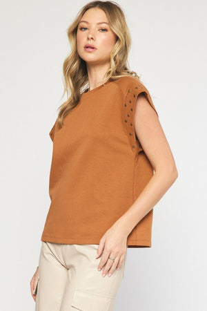 ENTRO INC Women's Top Stud Sleeved Top || David's Clothing