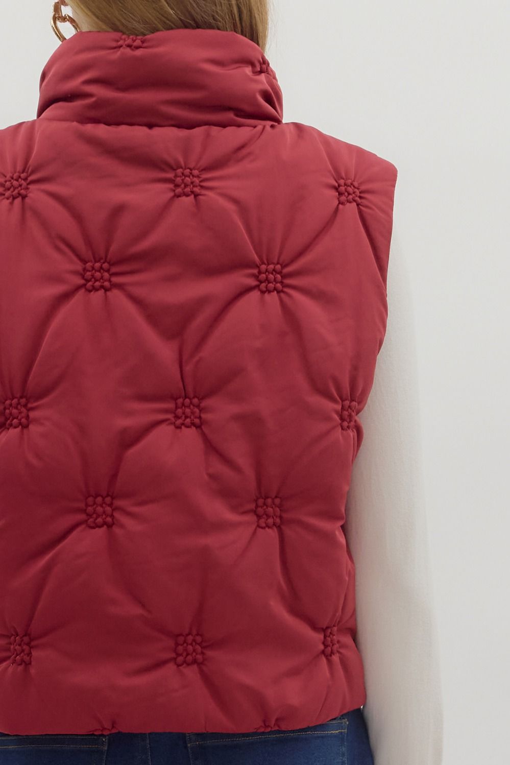 ENTRO INC Women's Vest High Neck Sleeveless Zip-Front Quilted Puffer Vest